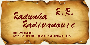 Radunka Radivanović vizit kartica